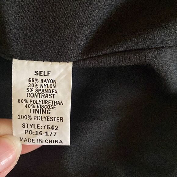 Michel Women’s Size M Black Faux Leather Blend Open Front Rare Edition Jacket - Picture 10 of 12